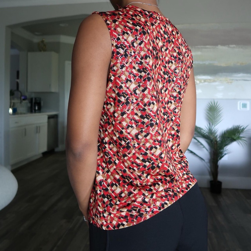Vintage Red Geometric Sleeveless Women's Tank Top